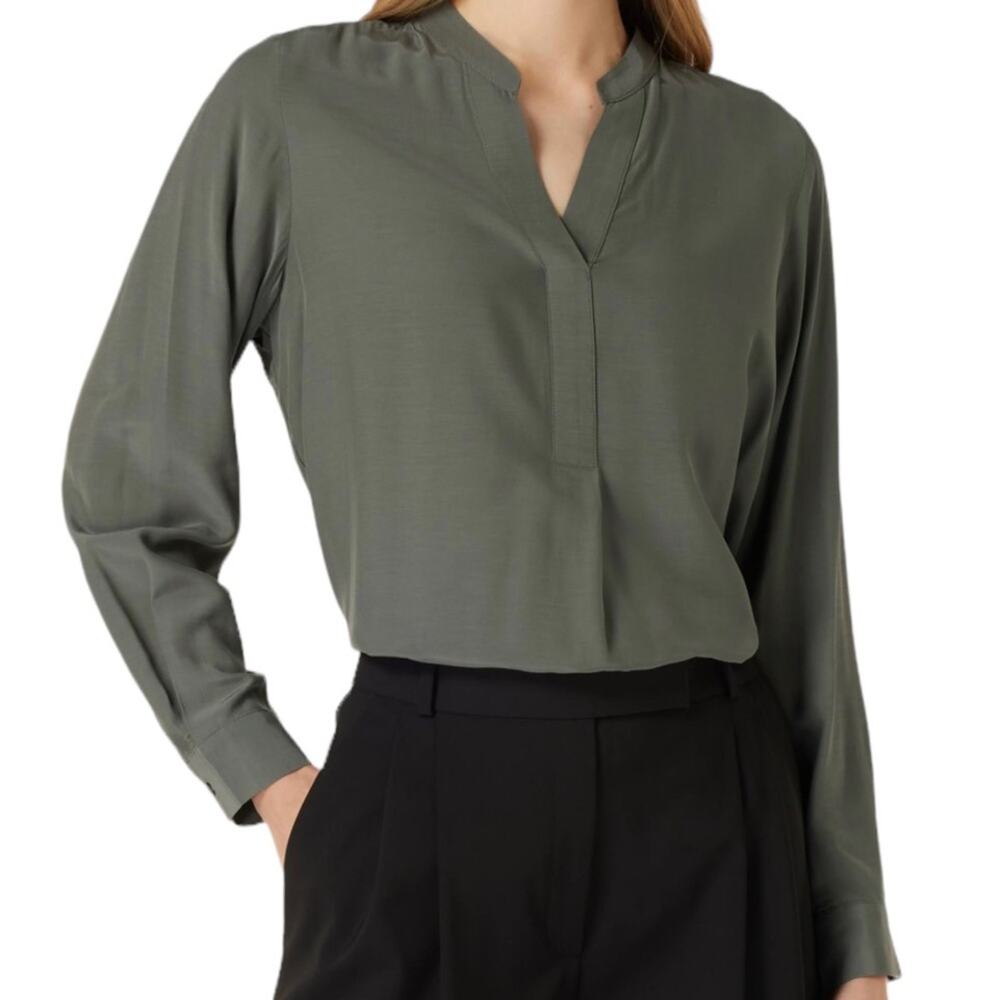 Old Navy Ancient Forest Green Popover Style V-Neck Blouse, Size Large